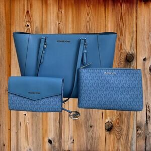 EUC! Michael Kors Charlotte Large Saffiano Leather 3-in-1 Tote Bag in Blue